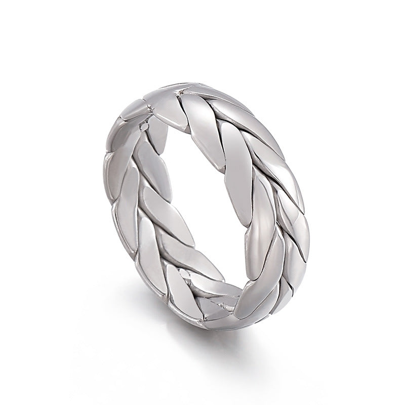 Wholesale Titanium Steel Gilded Leaf Texture Rings